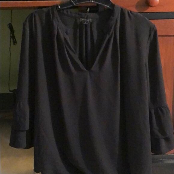 Ann Taylor Sheer Black Tunic 3/4 Sleeves Size M - Picture 1 of 5
